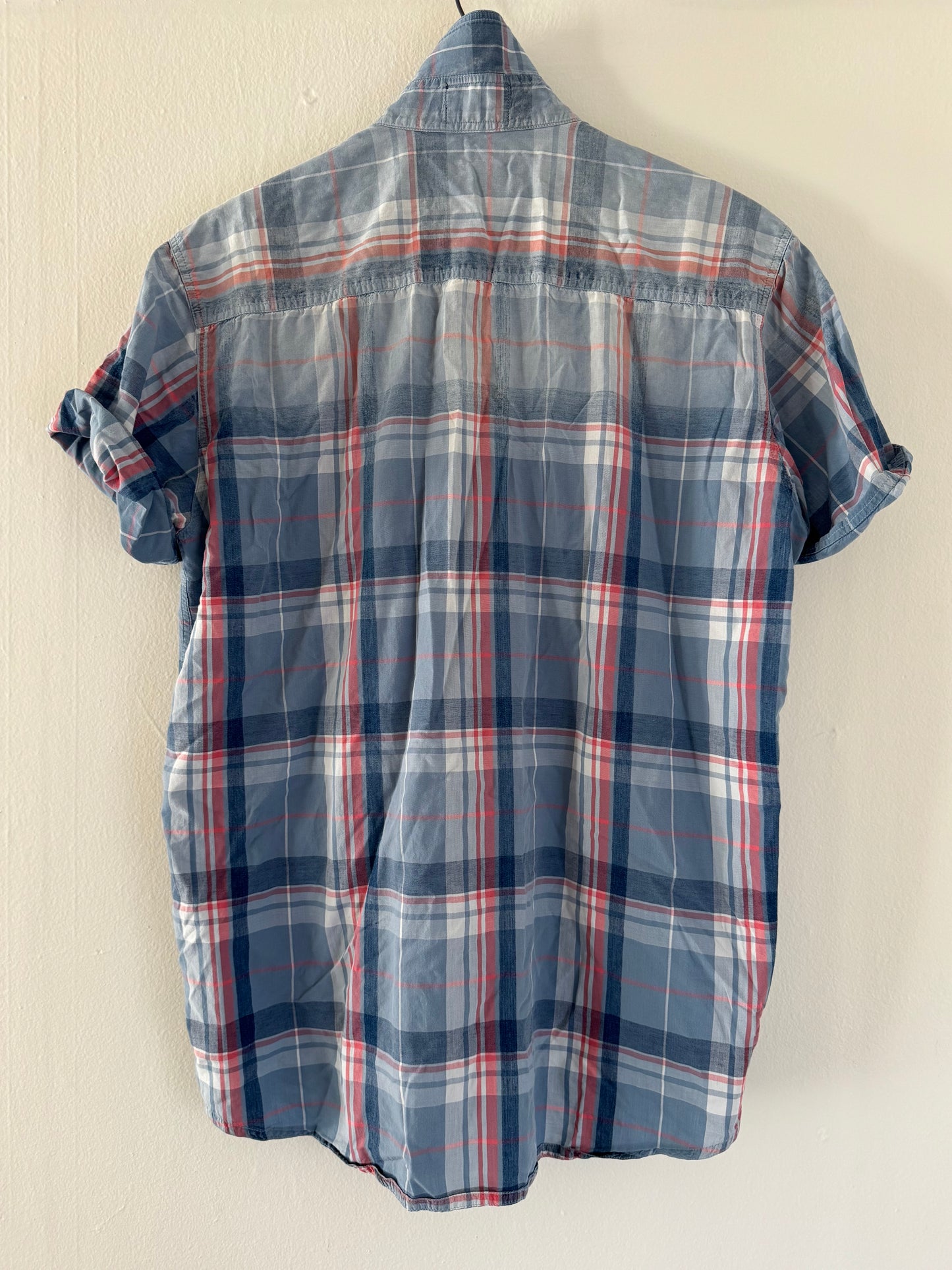 Cockpit Short Sleeve Plaid Button Down in Blue