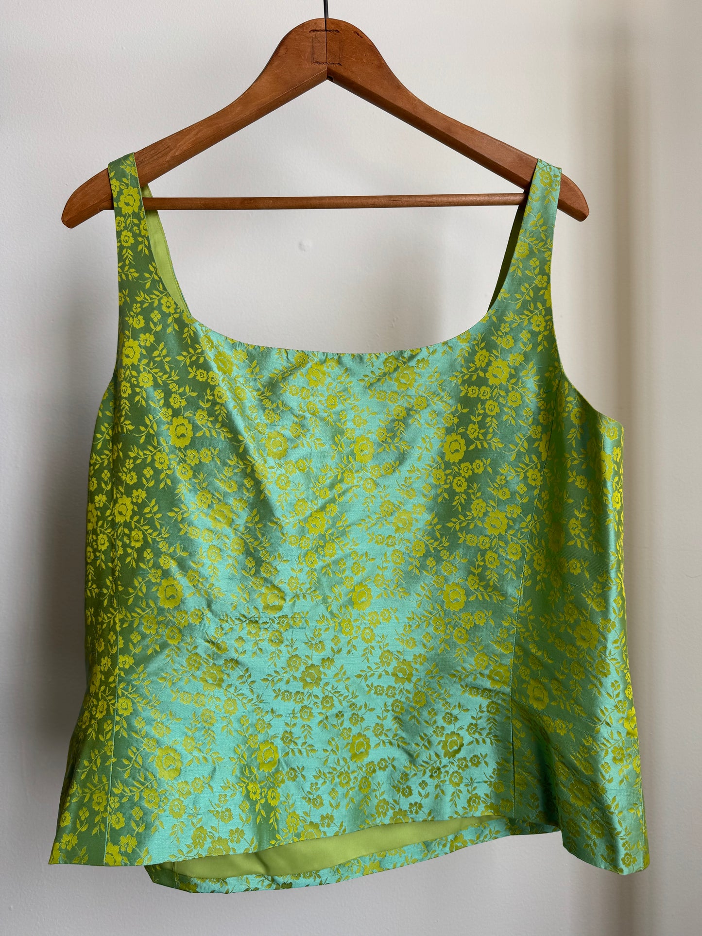 Reclaimed Dana Buchman Silk Top in Chartreuse