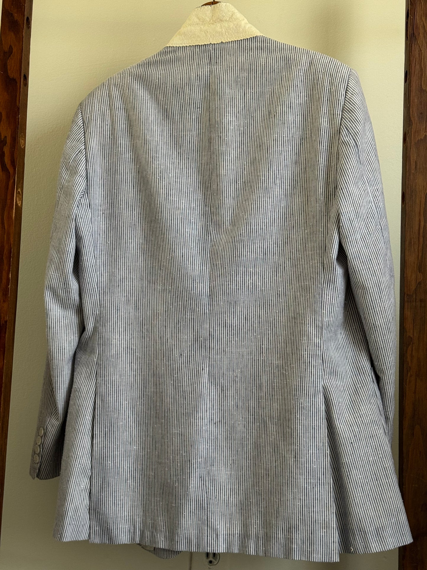 Reclaimed Silk/Linen Blue & White Stripe Sport Coat