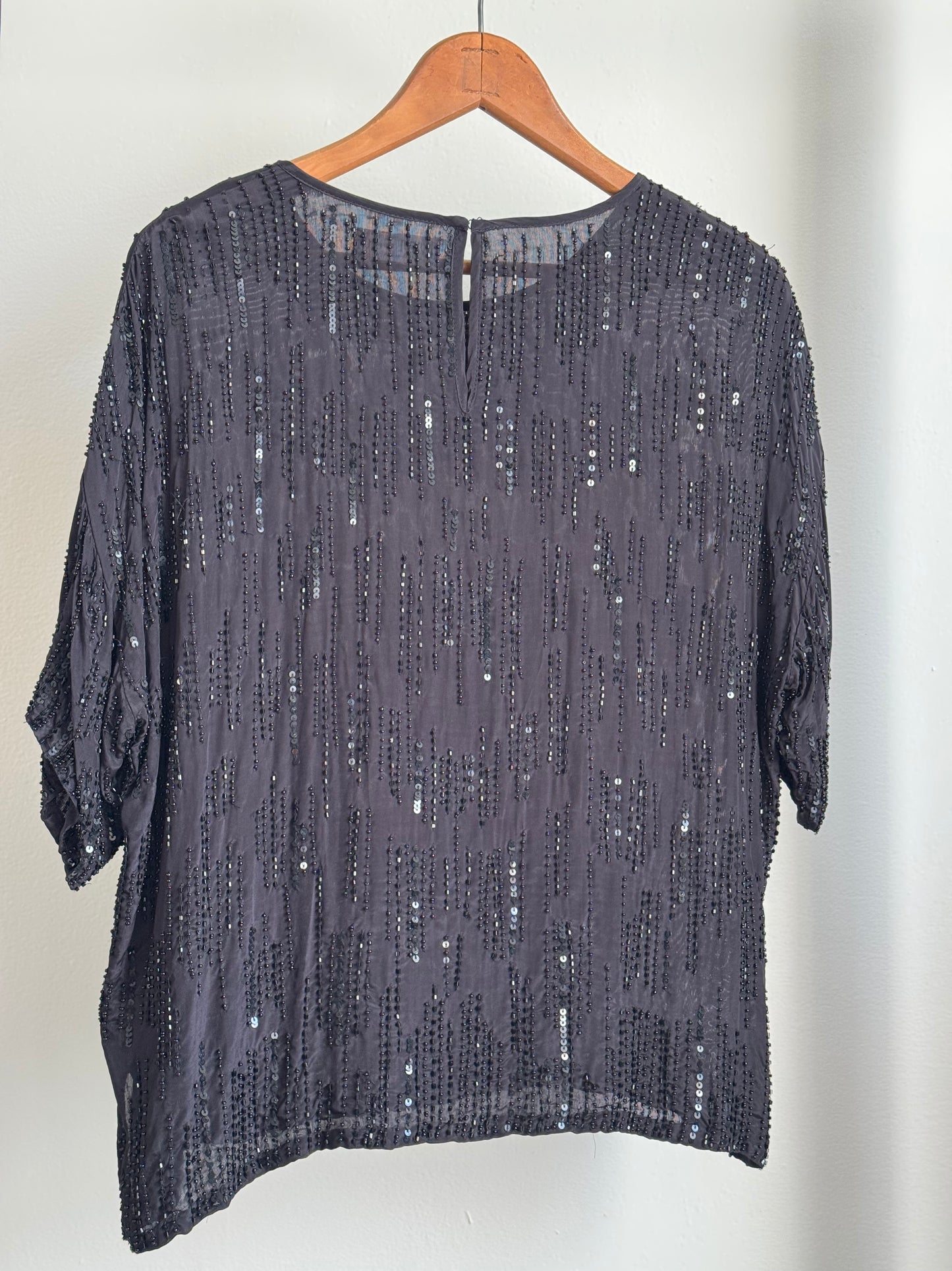 Reclaimed Velvet Sequin Viscose Top in Black