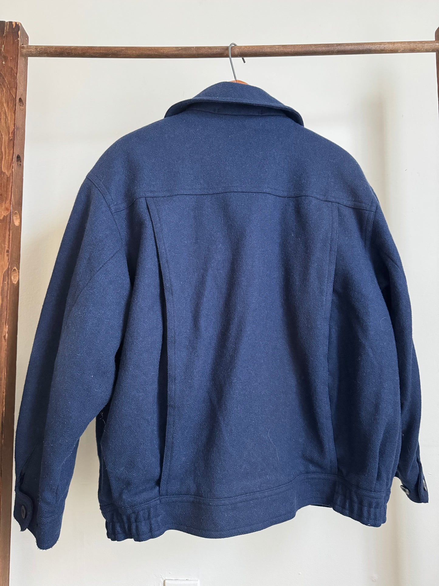 Vintage Wool Bomber Jacket in Navy