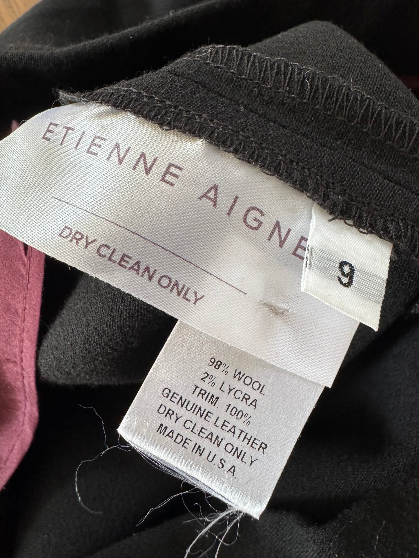 Etienne Aigner Wool/Leather Riding Pants in Black/Burgundy