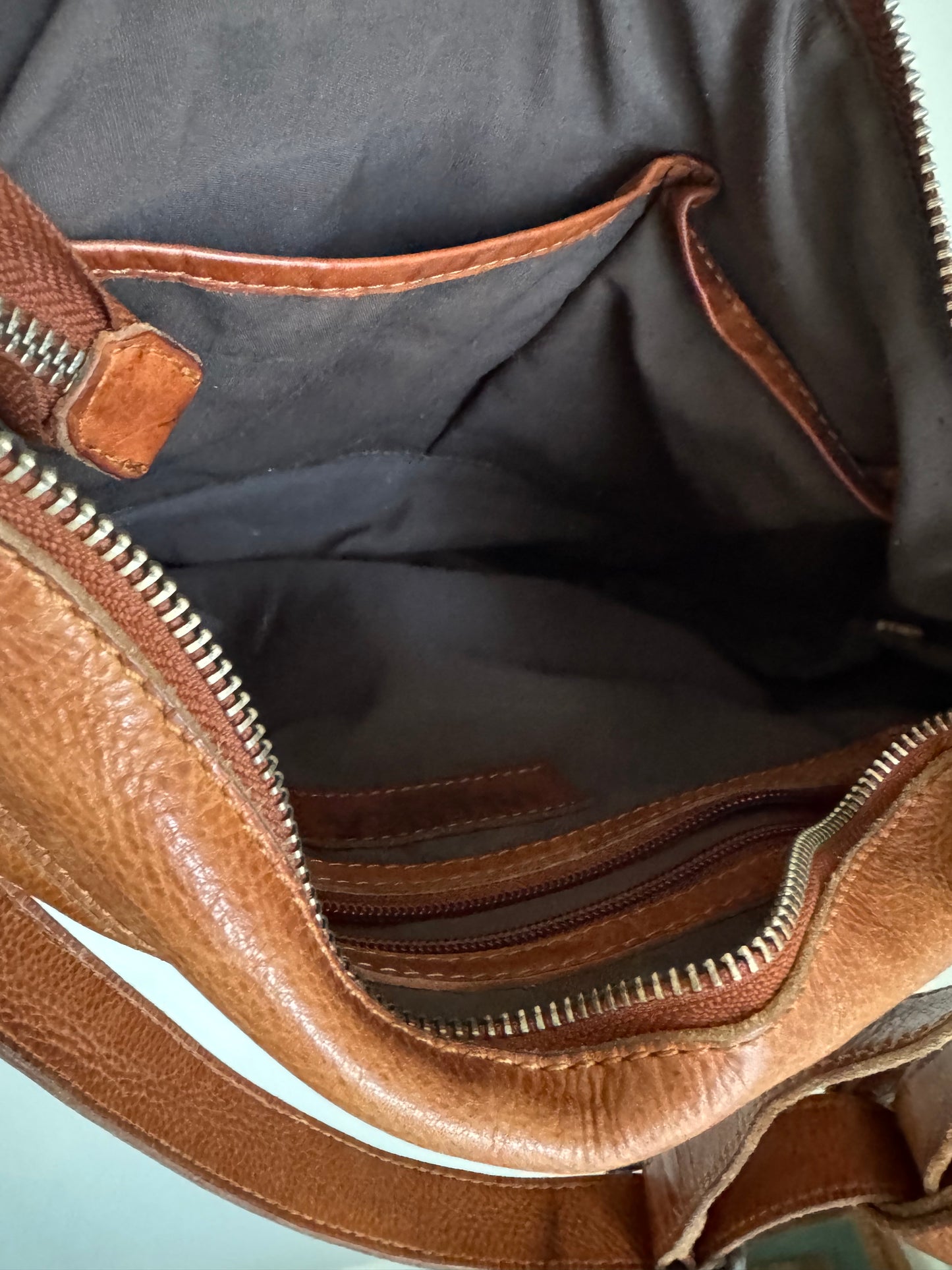 Vilenca Holland Woven Leather Bag in Cognac