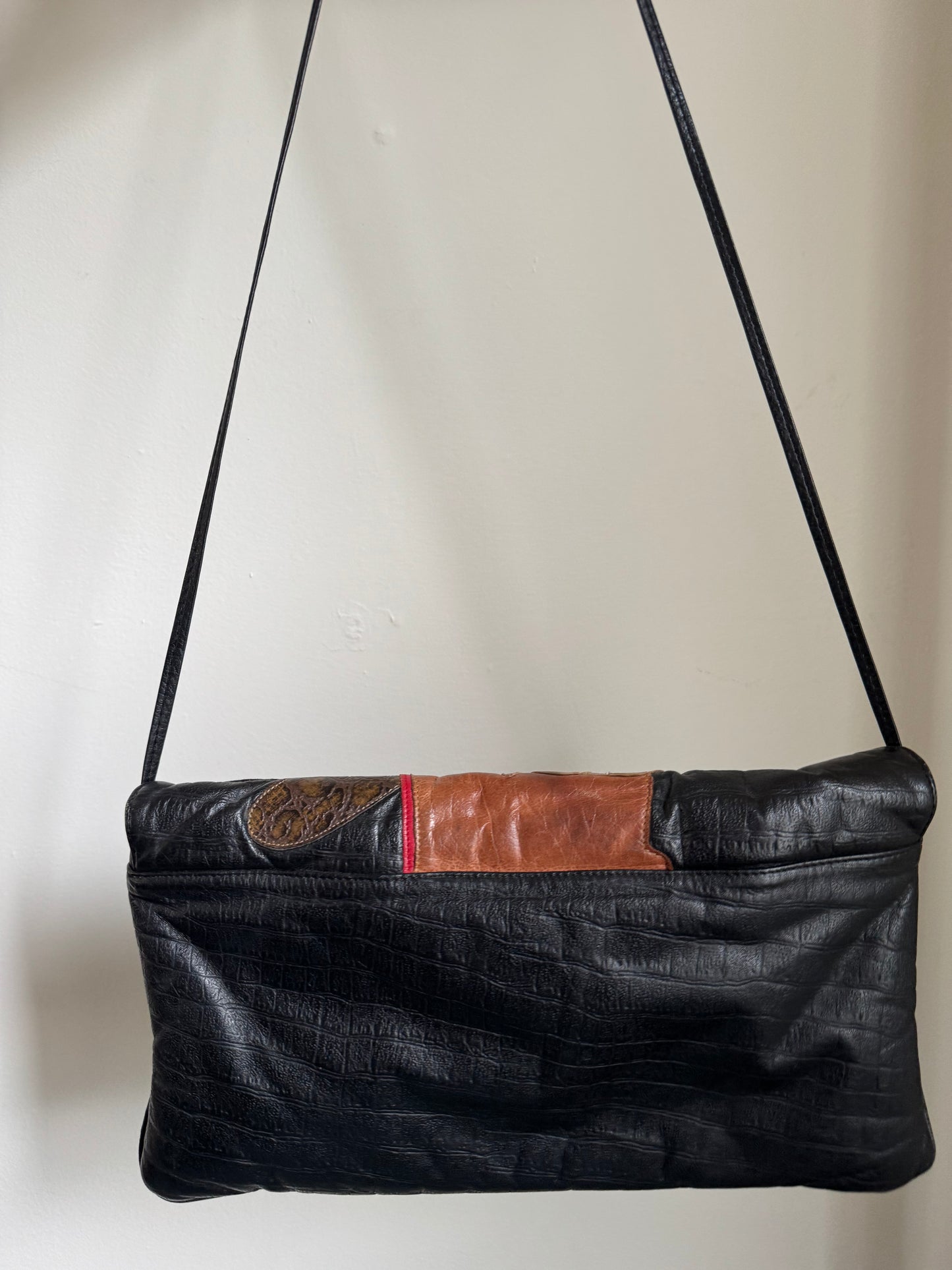 Vintage Patchwork Leather Safari Handbag