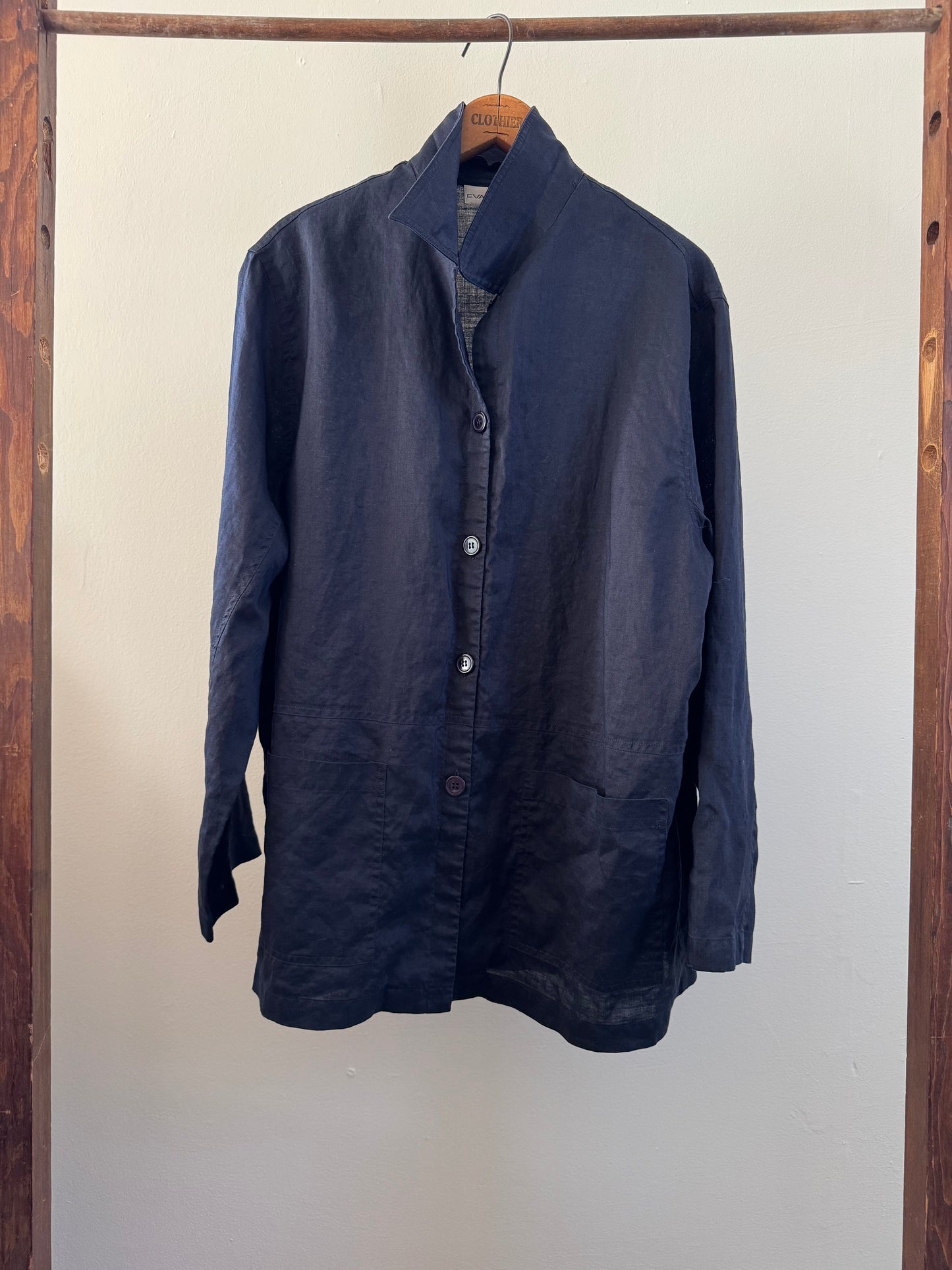 Reclaimed Evan-Picone Ramie Shirt Jacket in Navy