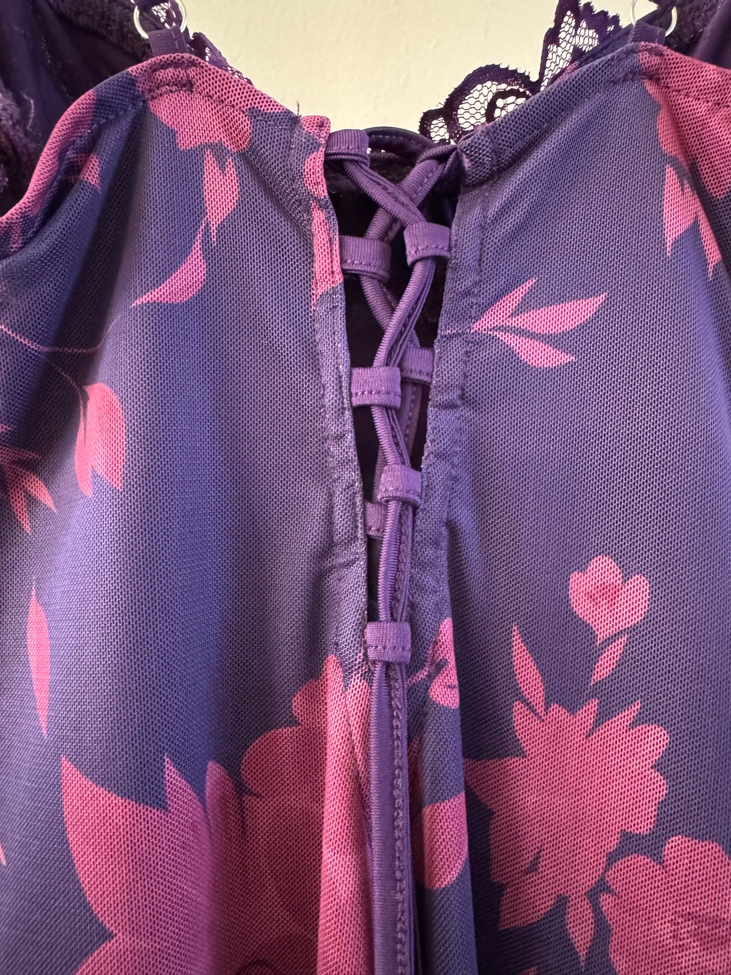 Reclaimed Slinky Purple Floral Dress