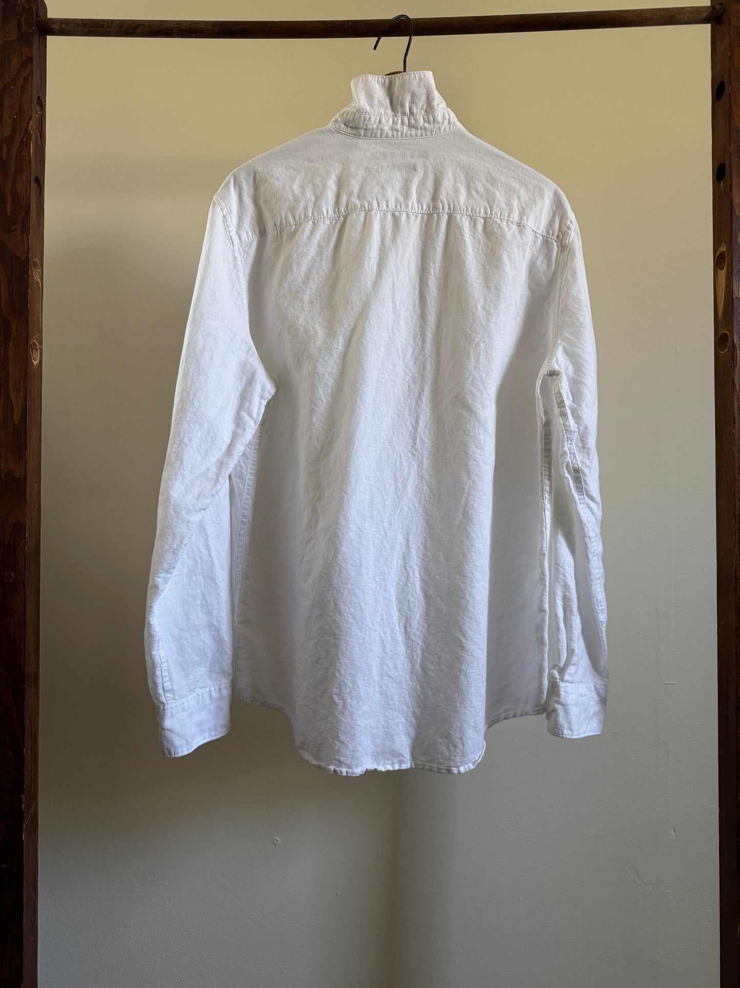 Reclaimed Perry Ellis Linen Button Down Shirt in White