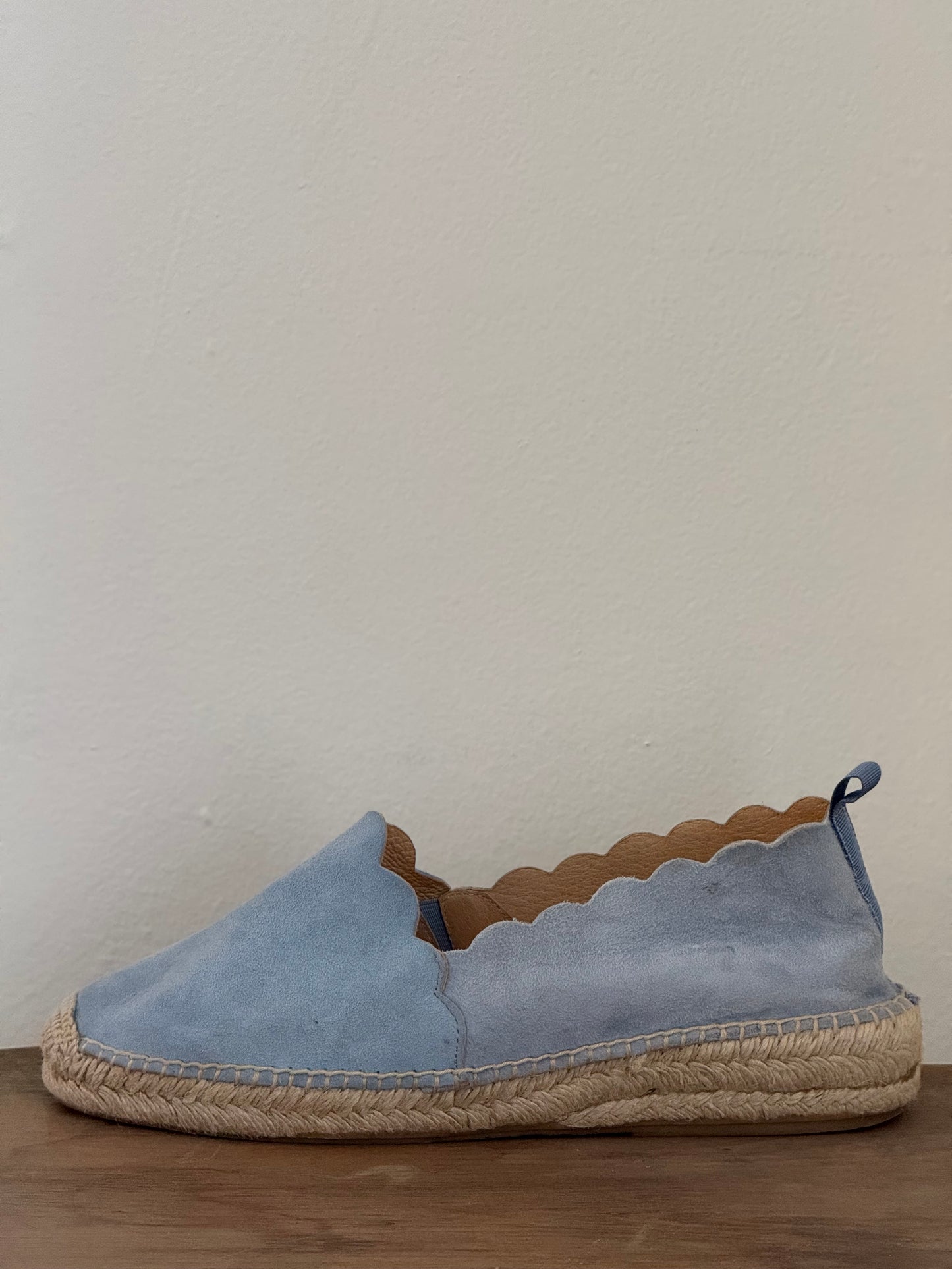 Reclaimed Spanish Suede Espadrilles in Sky Blue