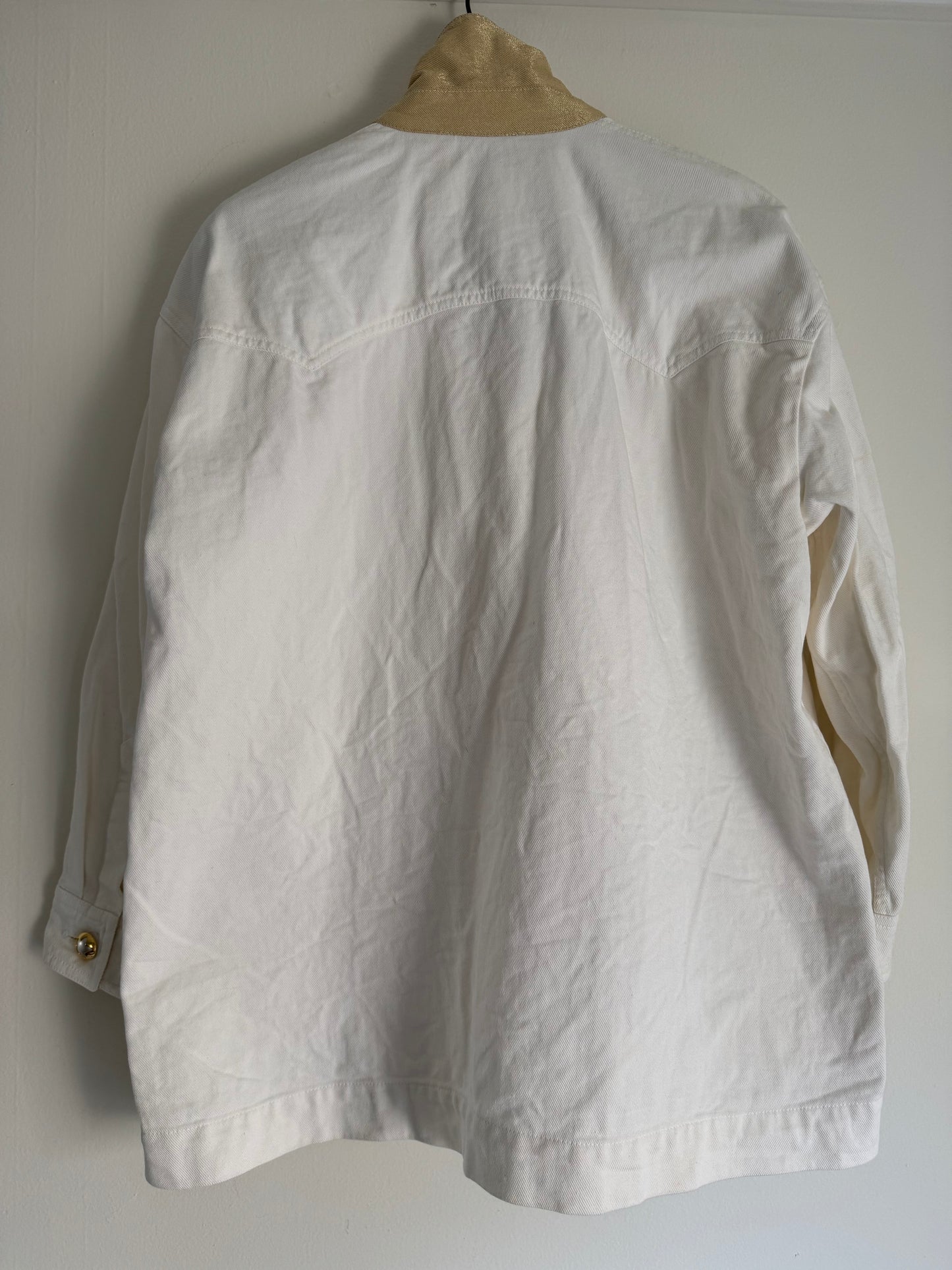 Vintage Escada Denim Western Jacket in White/Gold
