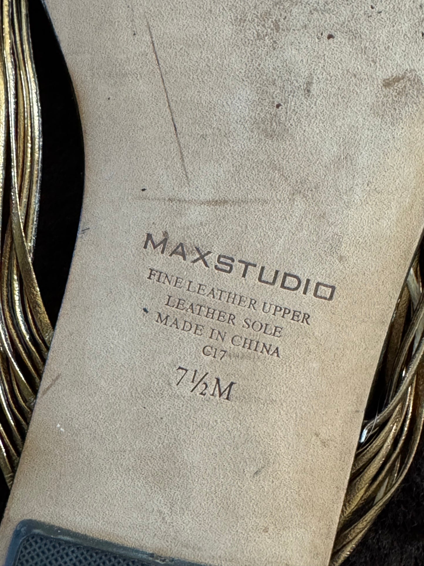 Max Studio Leather Sandals in Gold