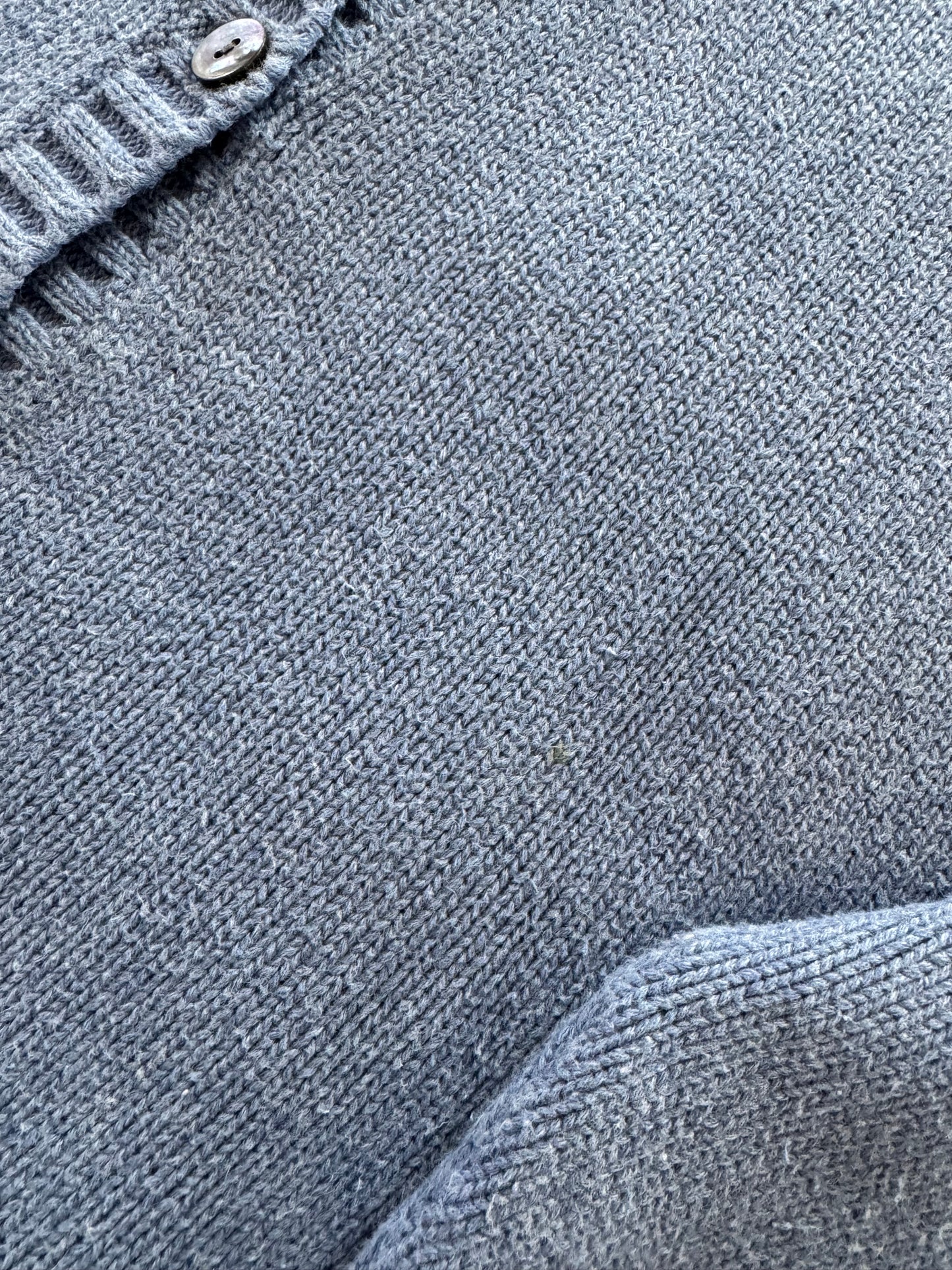 LandsEnd Cotton Button Up Sweater in Steel Blue