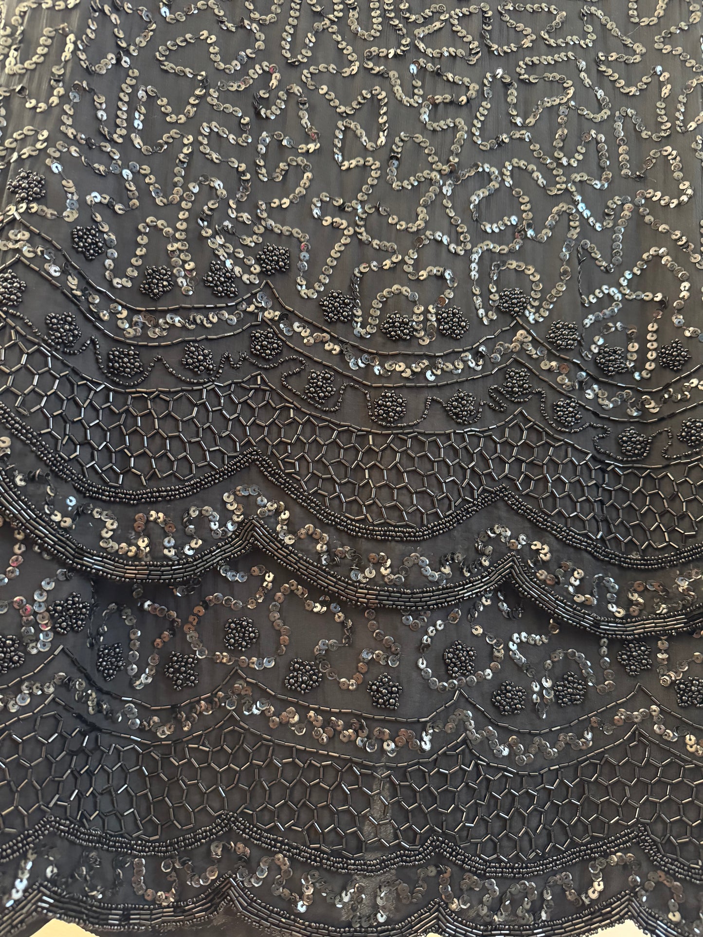 Vintage Beaded Mini Dress in Black