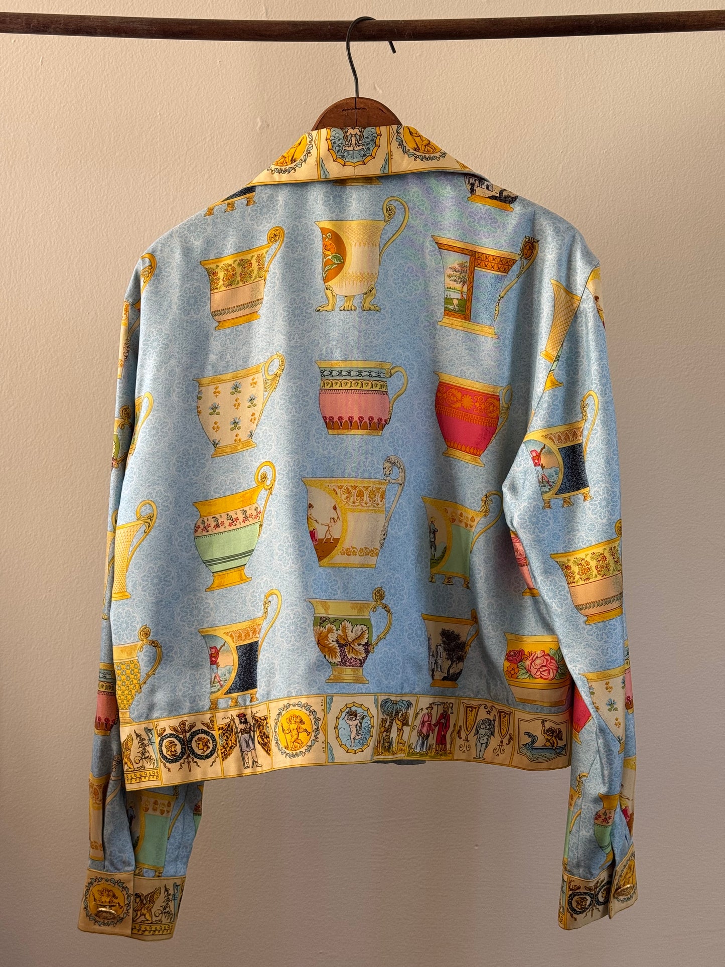 Vintage Silk Carlile Jacket in Greek Print