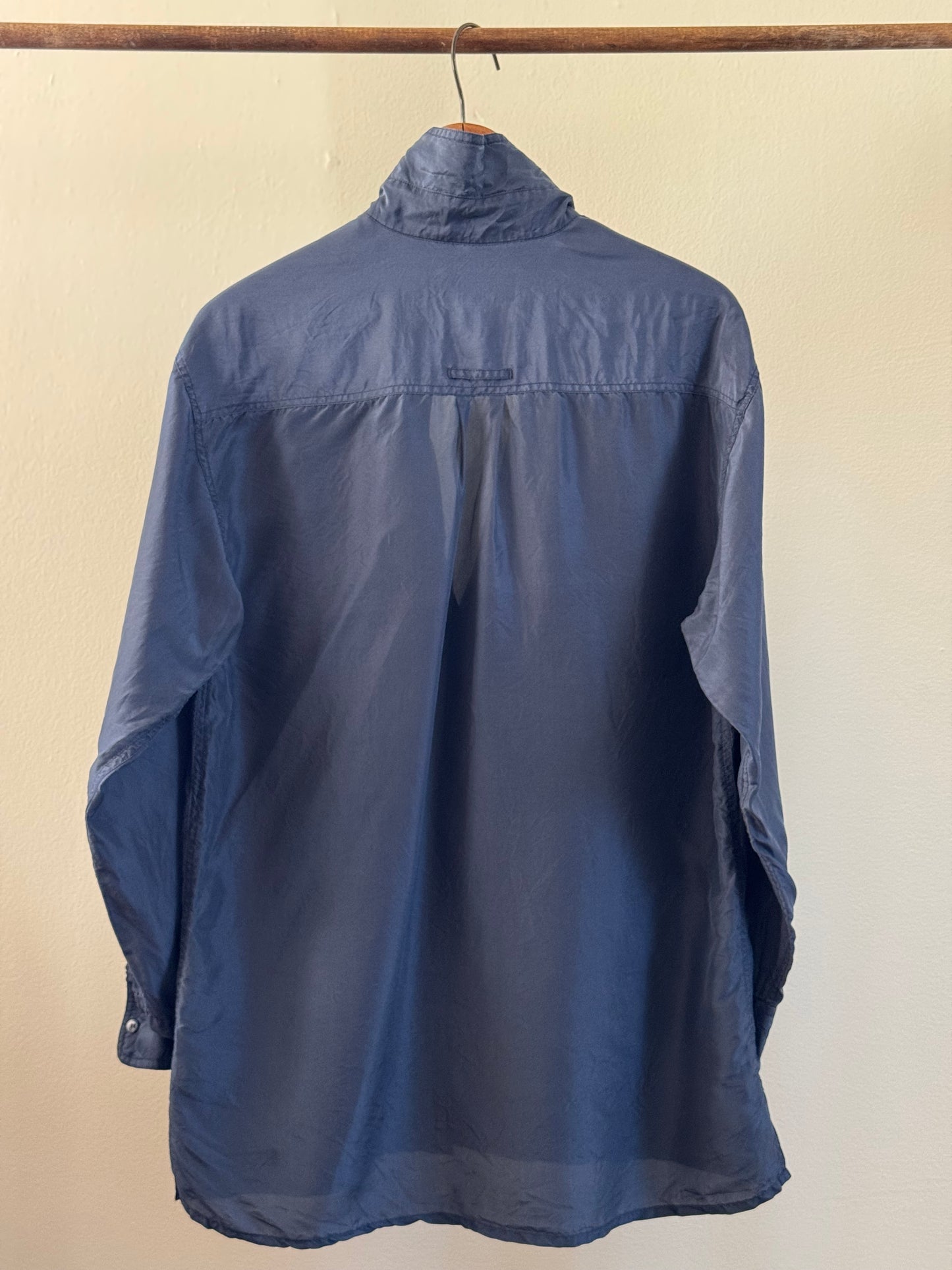 Vintage Studio G.A. Silk Button Down Shirt in Navy