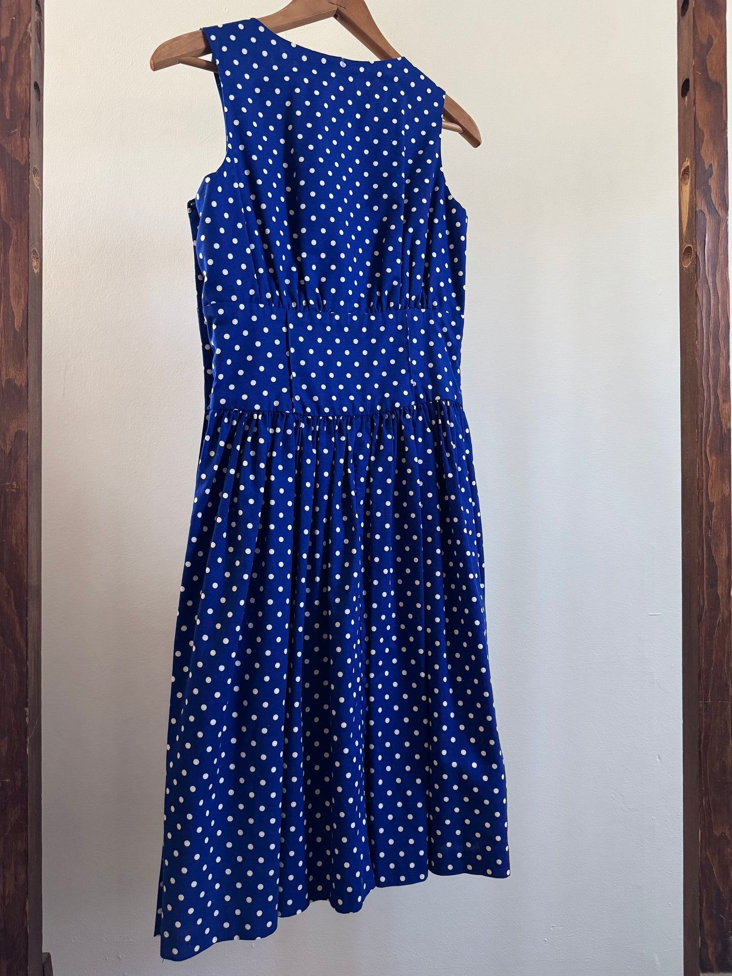 Vintage Cullinane Cotton Polka Dot Dress in Blue
