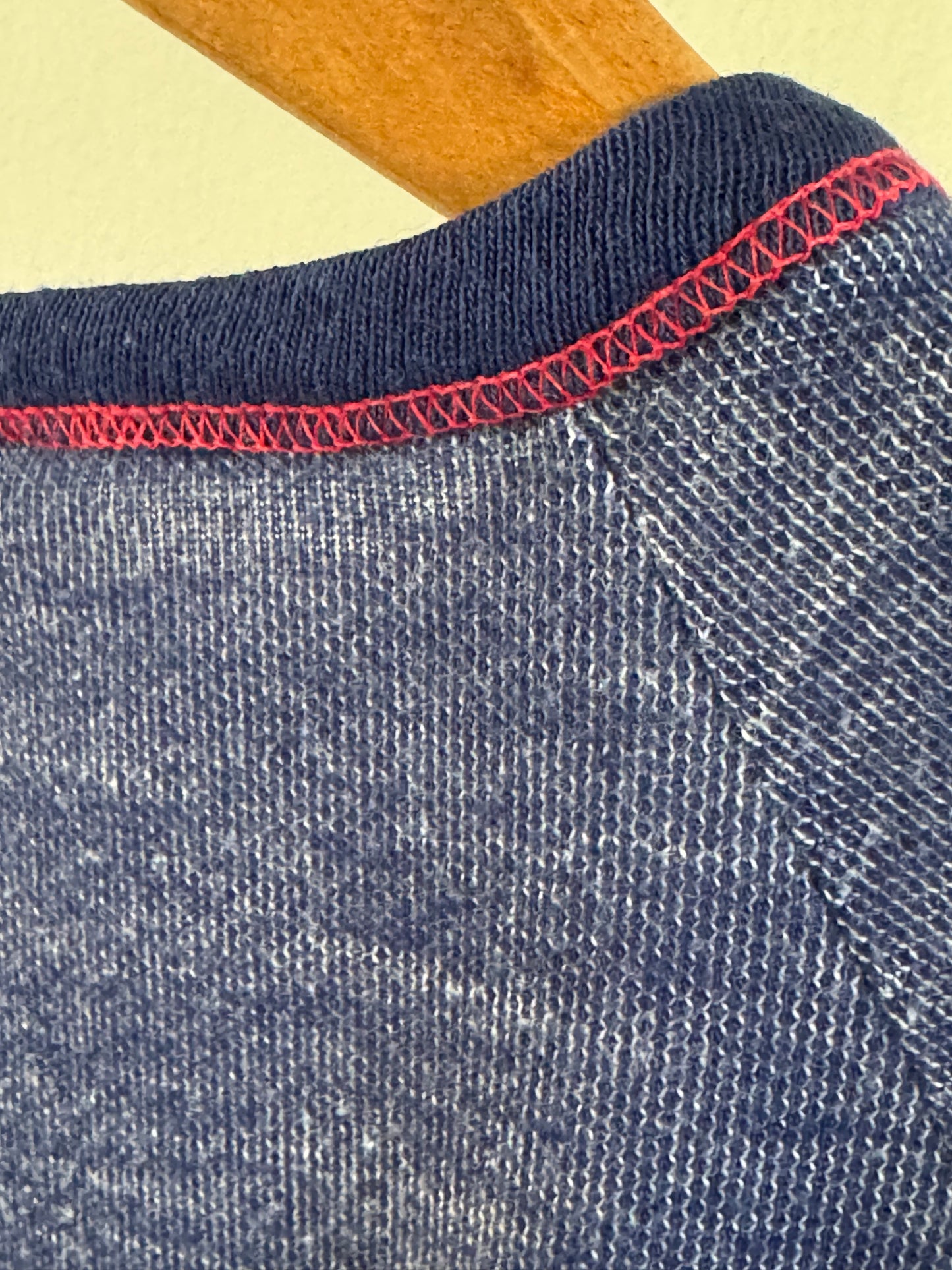 Vintage Knit Tee in Navy with Red Stitching