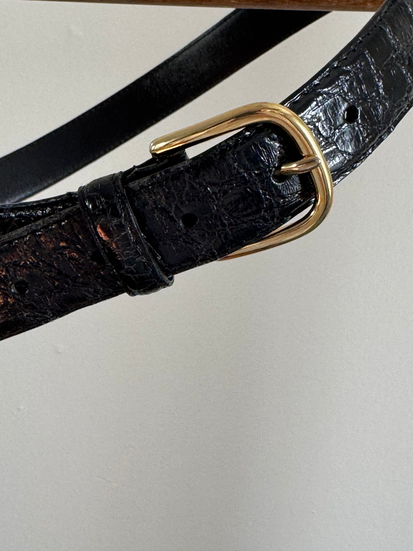 Vintage Crocodile Skin Belt in Black
