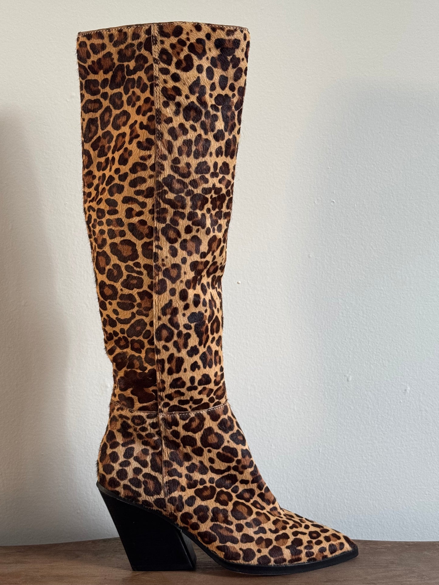 Reclaimed Dolce VIta Haircalf Western Tall Boot in Leopard