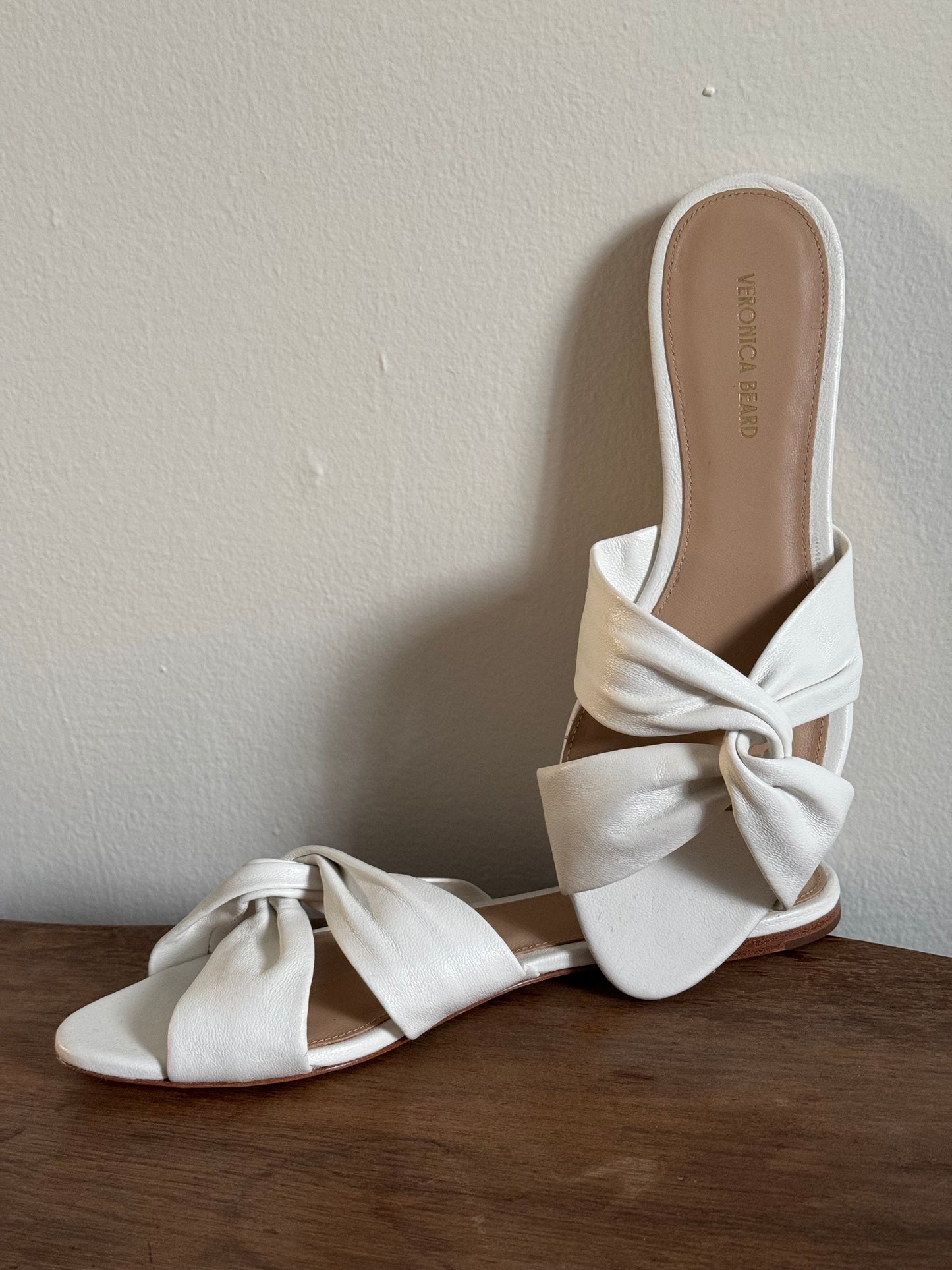 Reclaimed Veronica Beard Leather Sandals in White