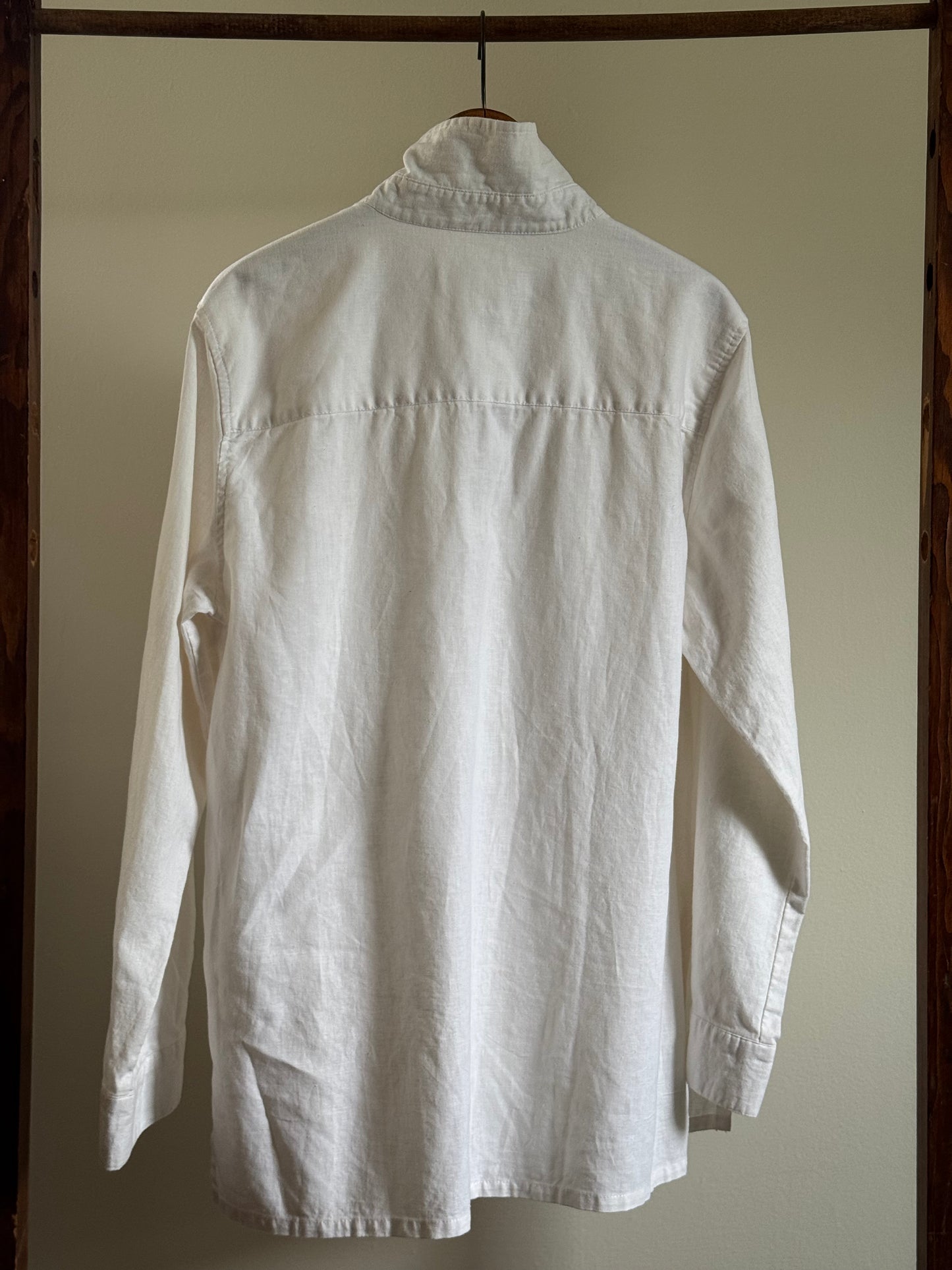 Reclaimed Linen/Cotton Button Down Shirt in Off White