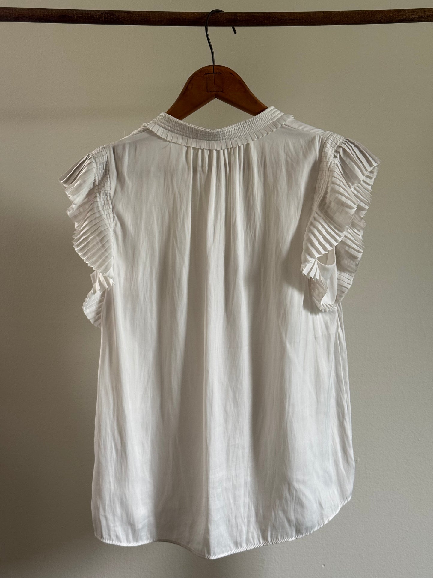 Reclaimed Catherine Malandrino Ruffle Top in White