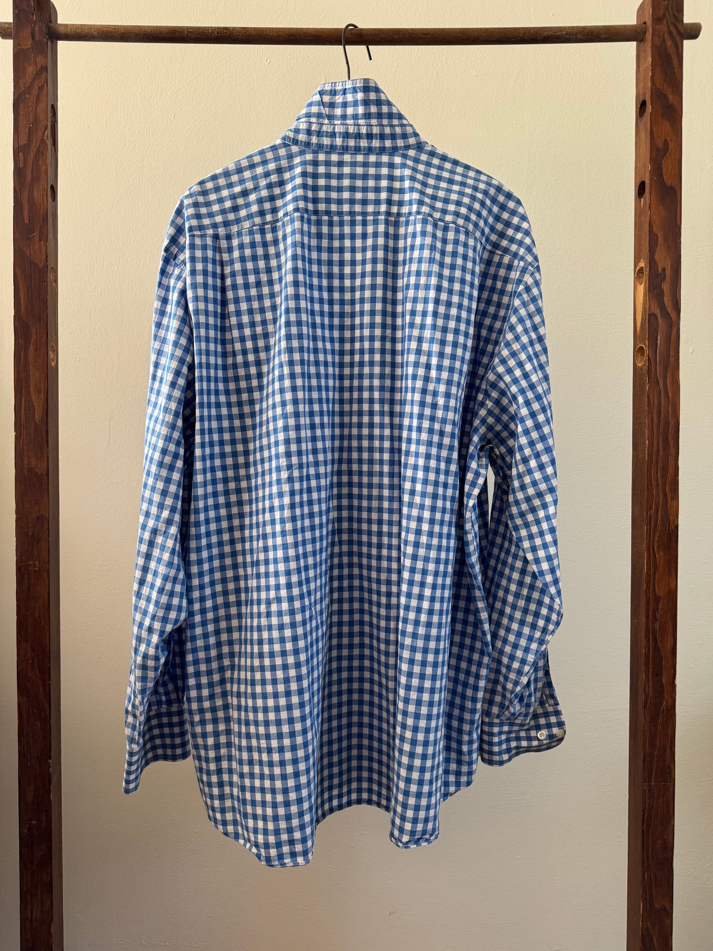 Reclaimed Gingham Button Down Shirt in Blue