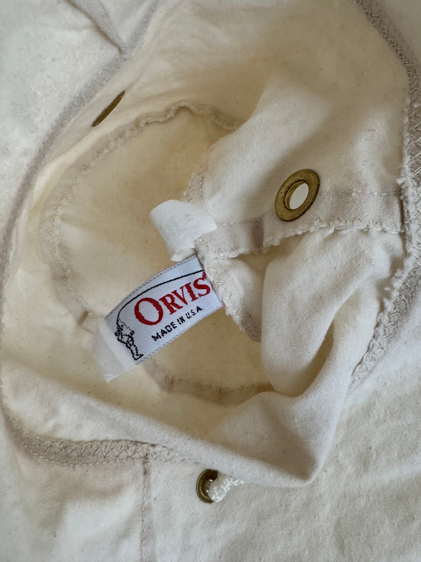Vintage Orvis Canvas Fishing Hat in White