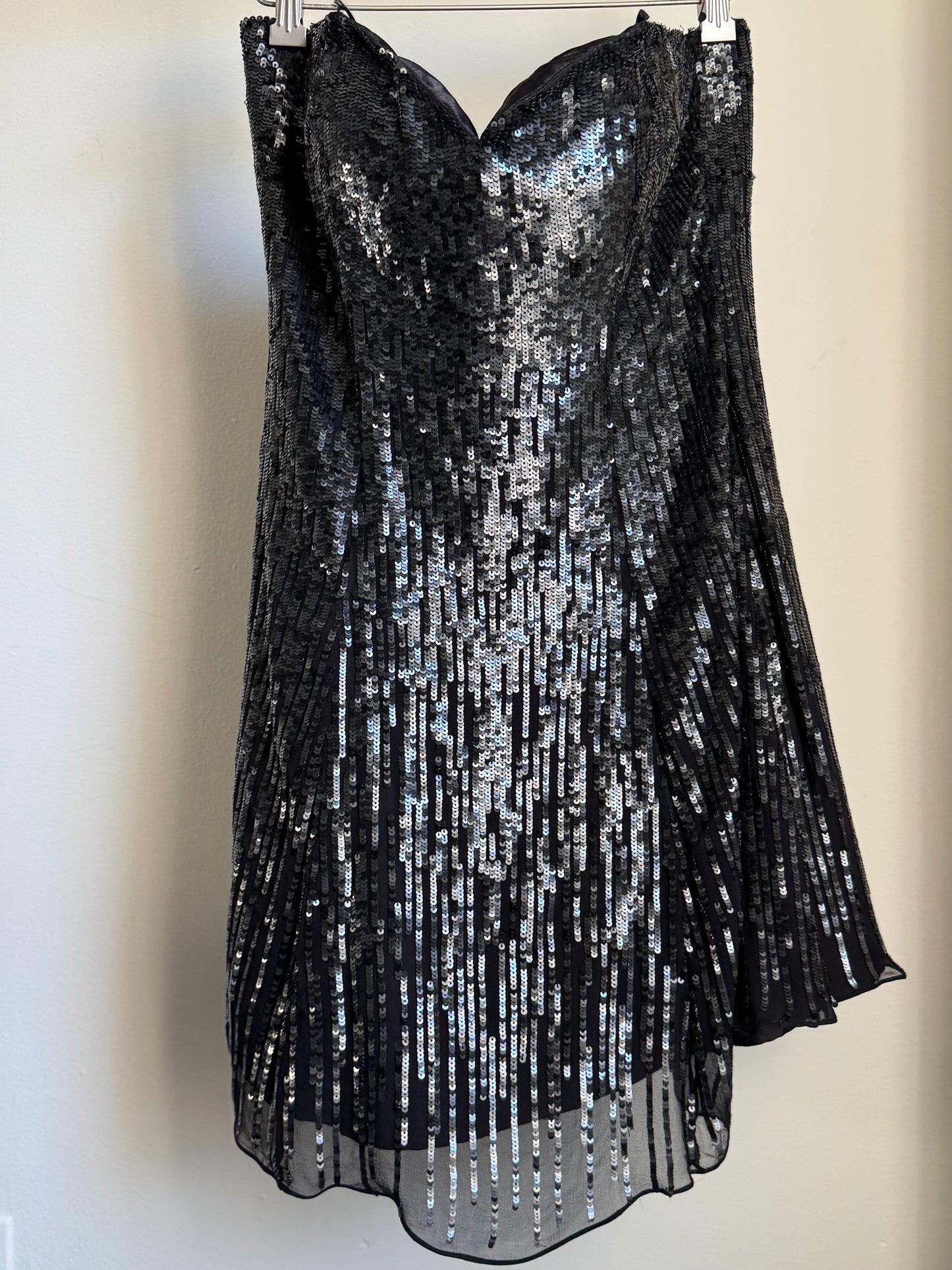 Reclaimed Scala Strapless Sequin Dress in Black