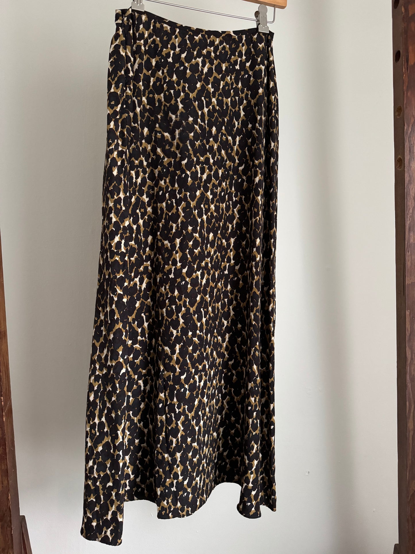 Reclaimed Halston Silk Animal Print Skirt