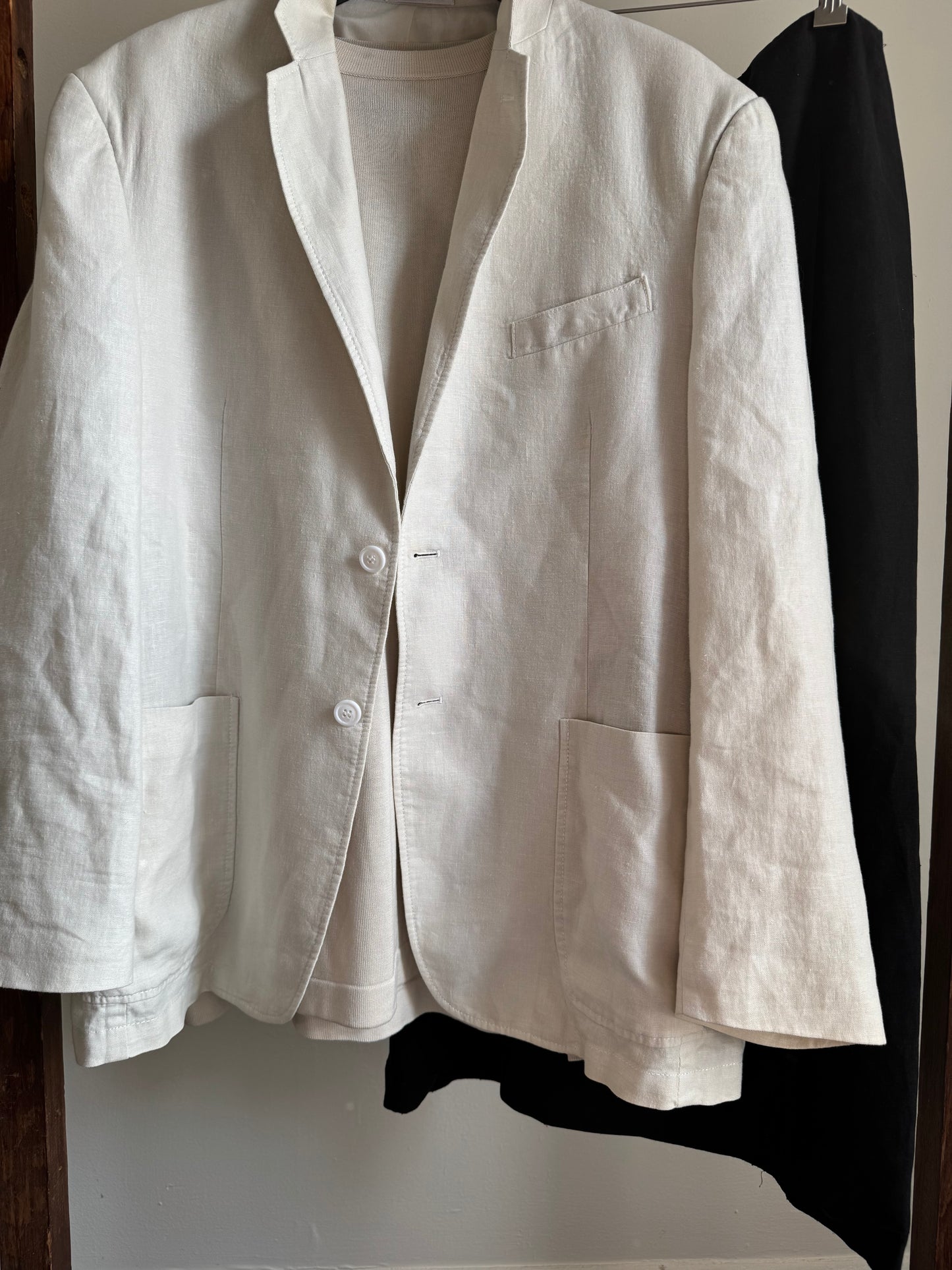 Reclaimed Calvin Klein Linen Blazer in Ecru