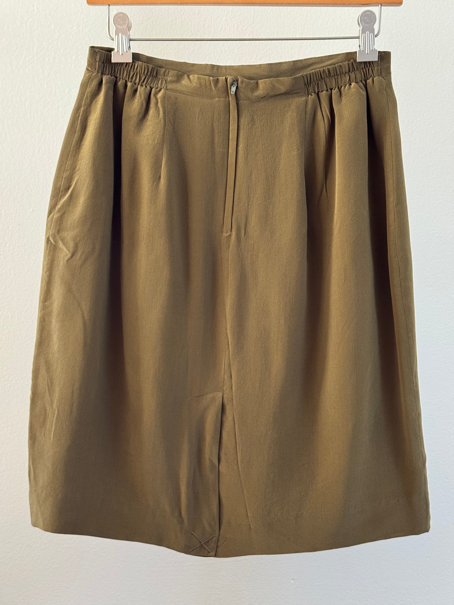Vintage J.R.T. Silk Mini Skirt in Olive