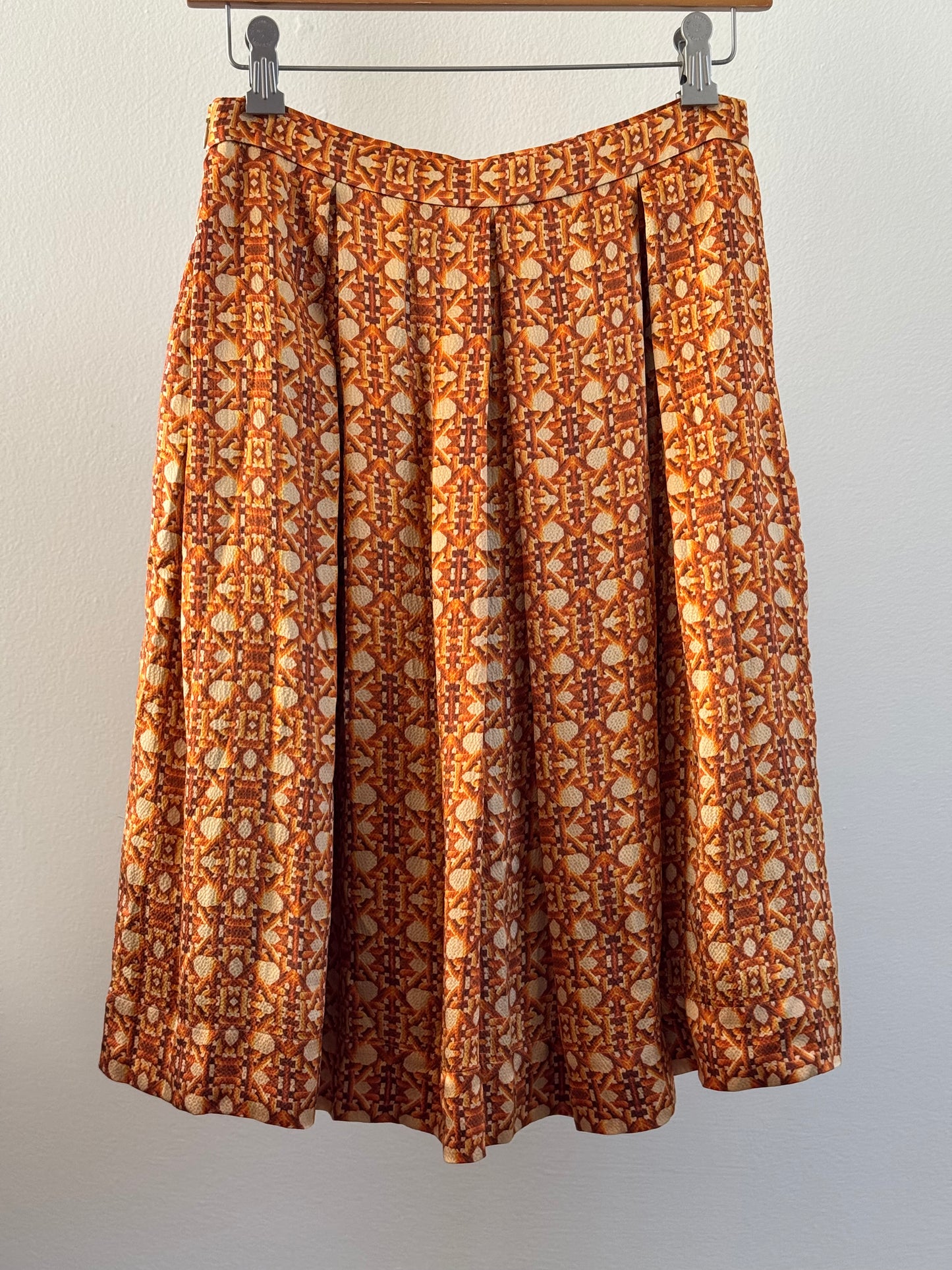 Reclaimed Charlotte Taylor Hammered Silk Box Pleat Cane Print Skirt