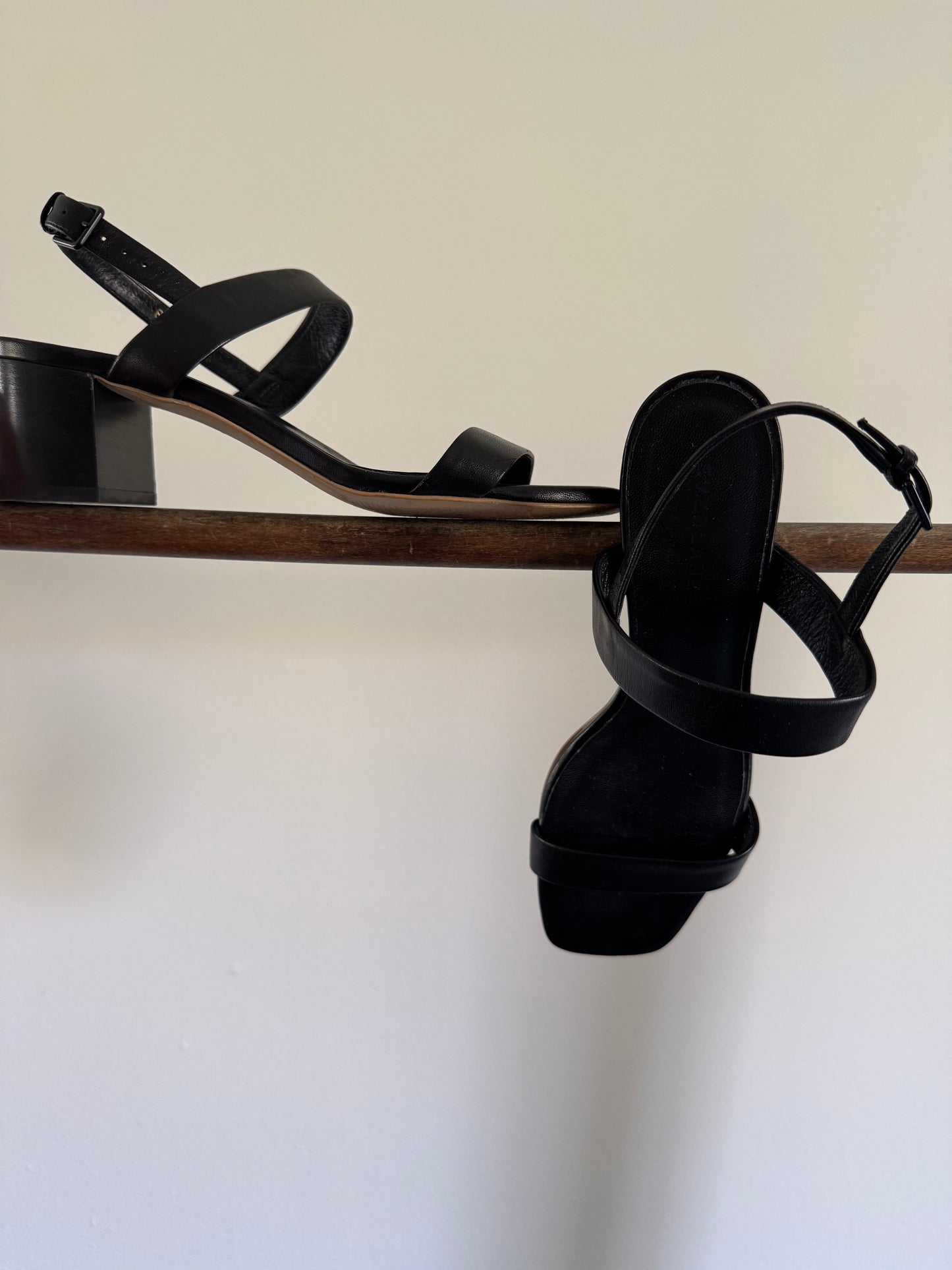 Reclaimed Everlane Leather Sandals in Black