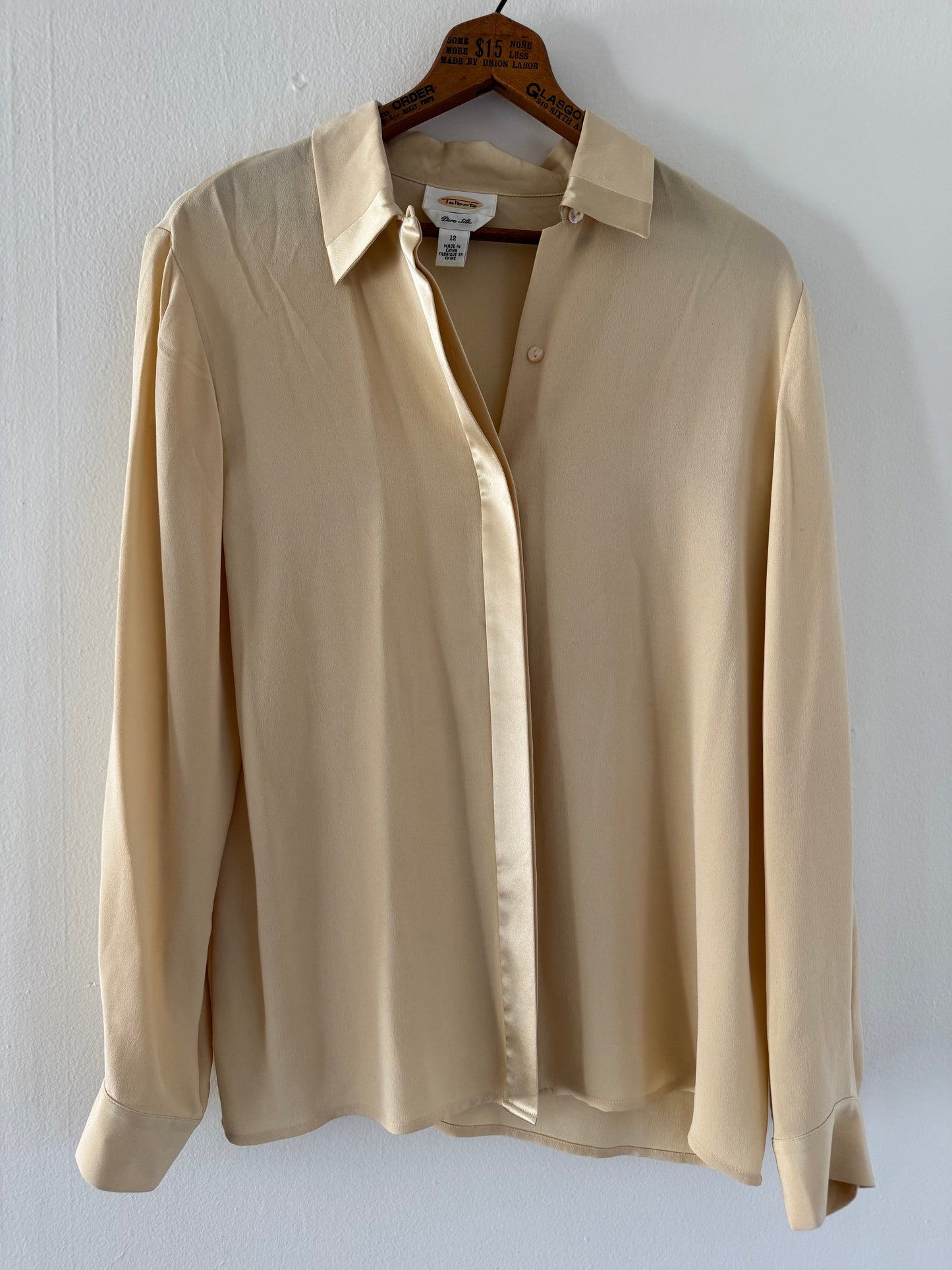 Talbots Pure Silk Button Down Shirt in Antique