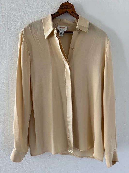 Talbots Pure Silk Button Down Shirt in Antique