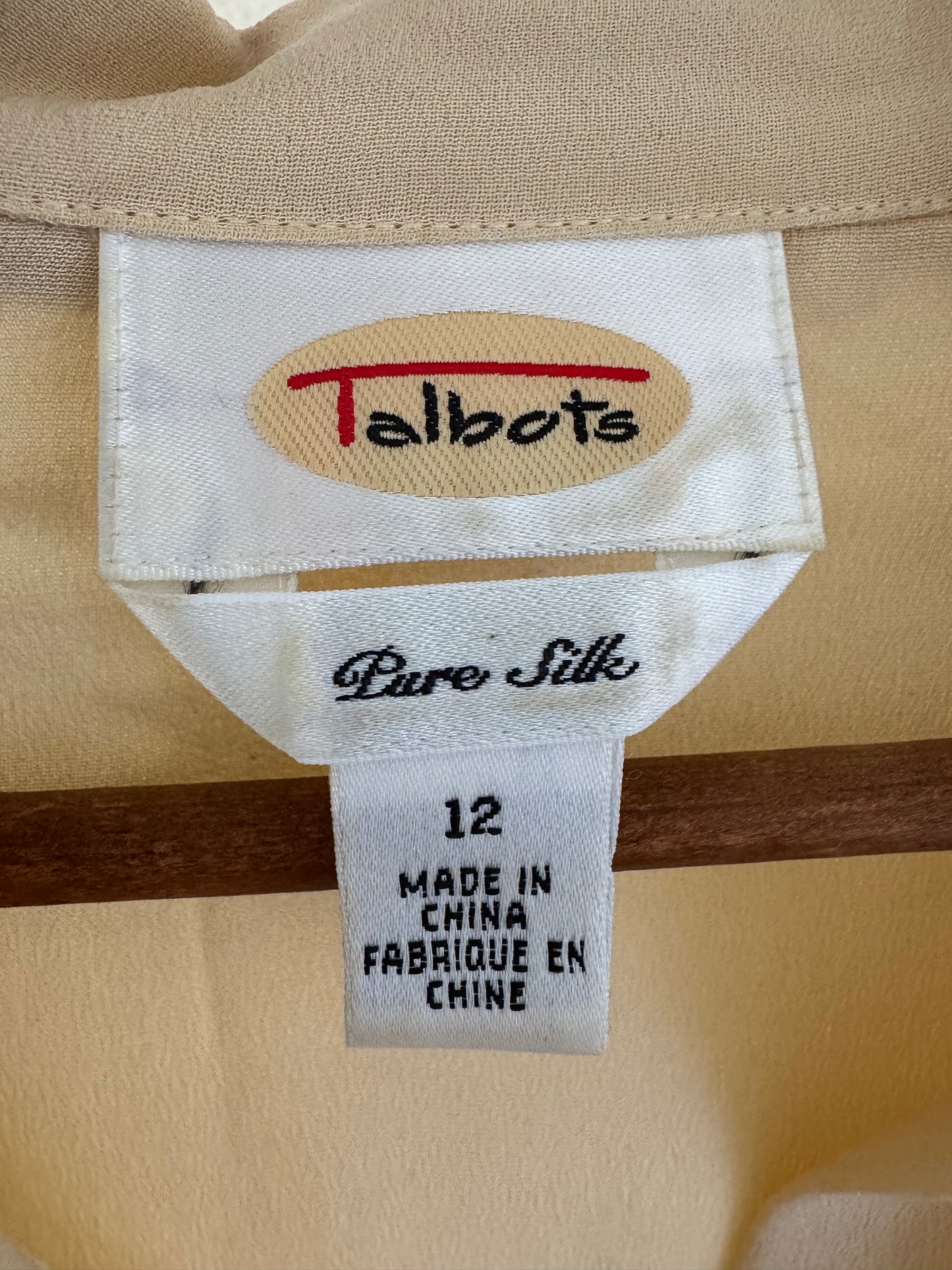 Talbots Pure Silk Button Down Shirt in Antique