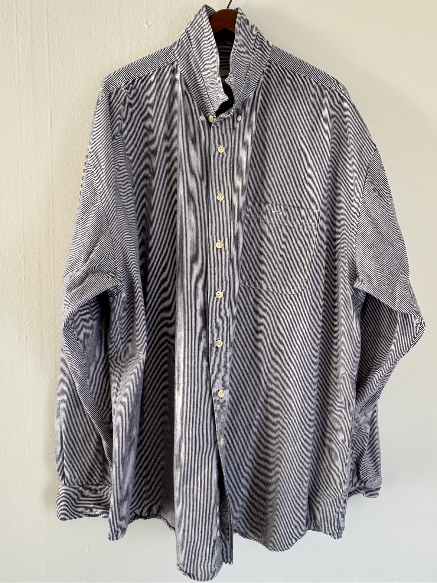 Eddie Bauer Cotton Railroad Stripe Button Down Shirt