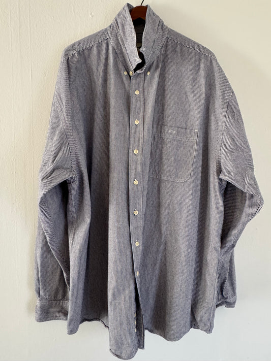 Eddie Bauer Cotton Railroad Stripe Button Down Shirt