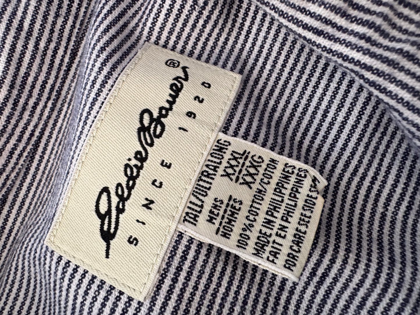Eddie Bauer Cotton Railroad Stripe Button Down Shirt