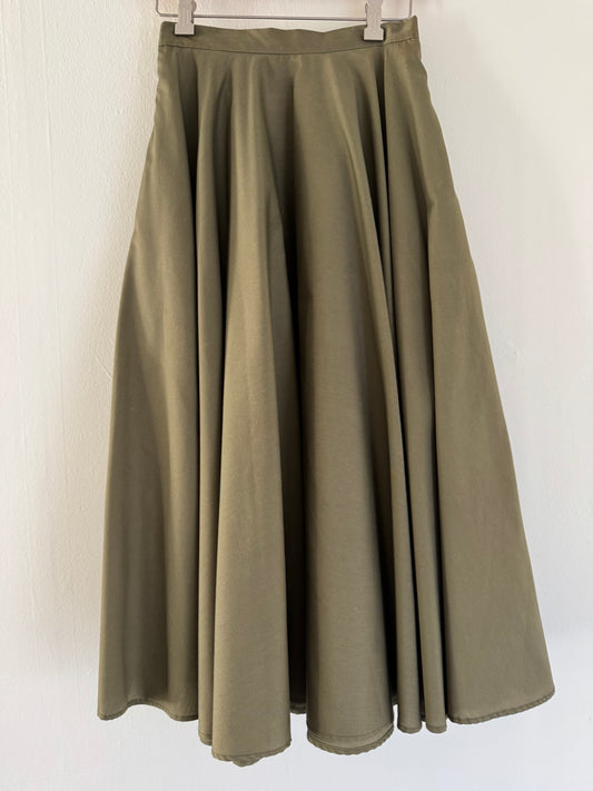 Vintage NR1 Cotton Full Skirt with Pockets in Army