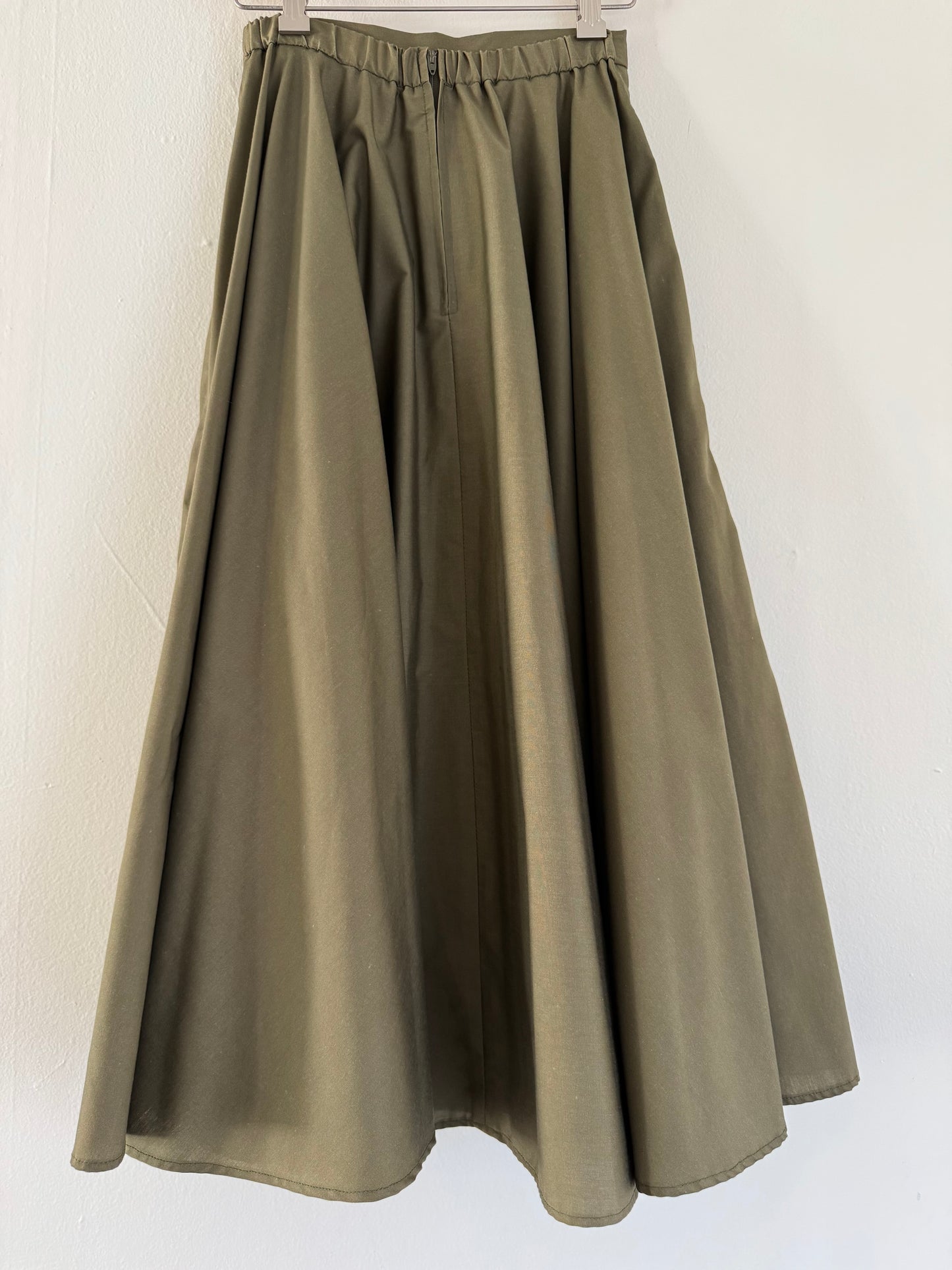 Vintage NR1 Cotton Full Skirt with Pockets in Army