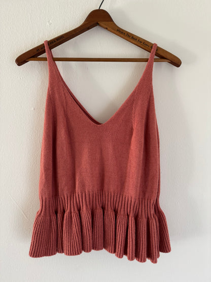Knit Peplum Tank in Terracotta