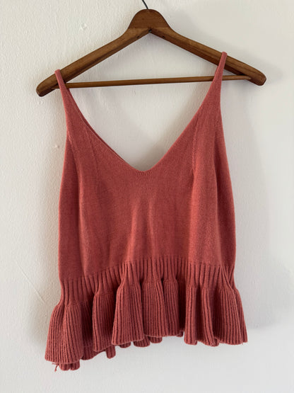 Knit Peplum Tank in Terracotta