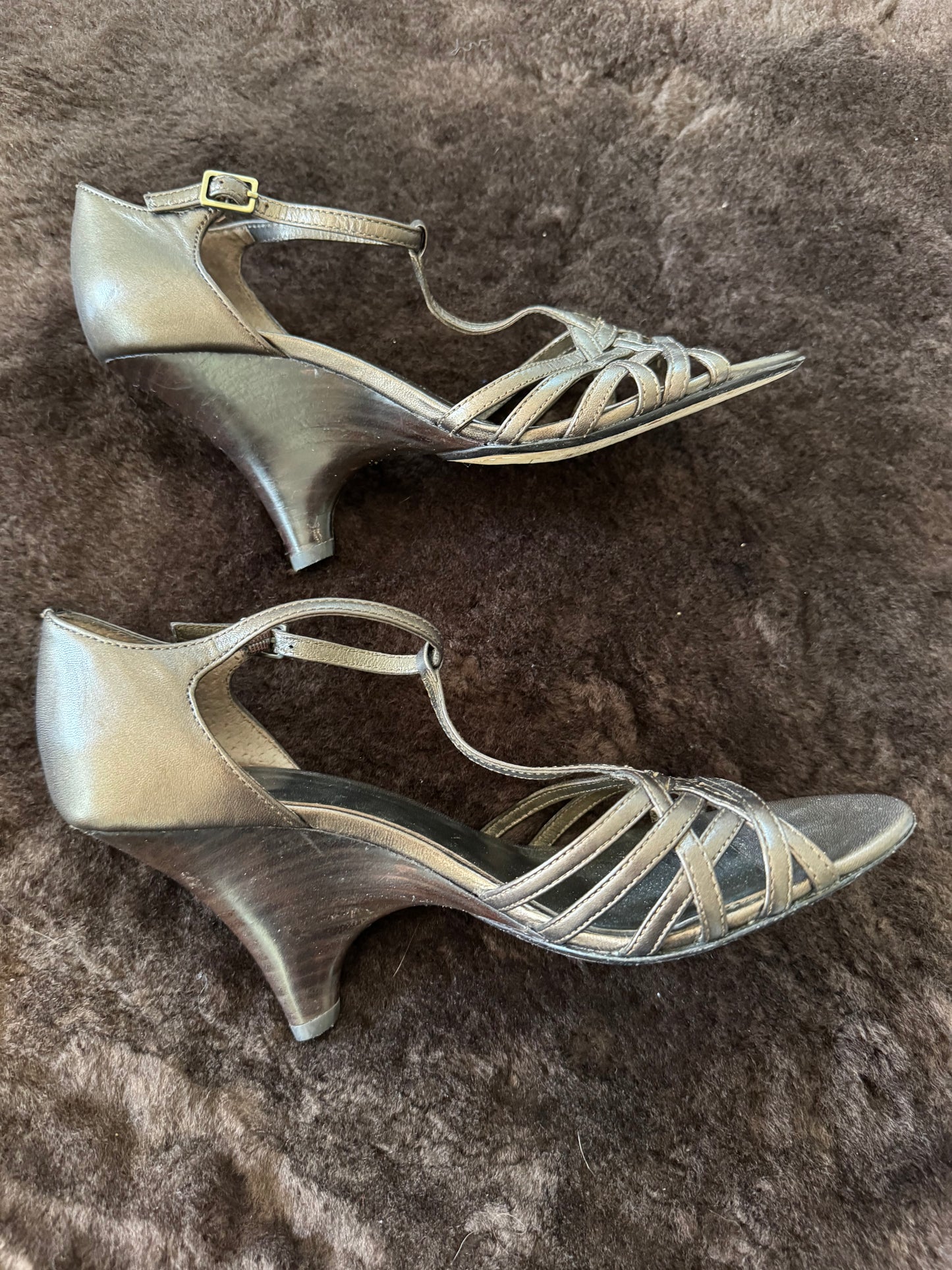 Harold's Bronze Leather Wedge Sandals