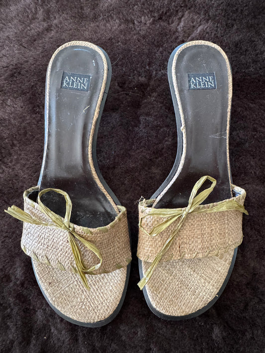 Anne Klein Straw Slides in Seaweed