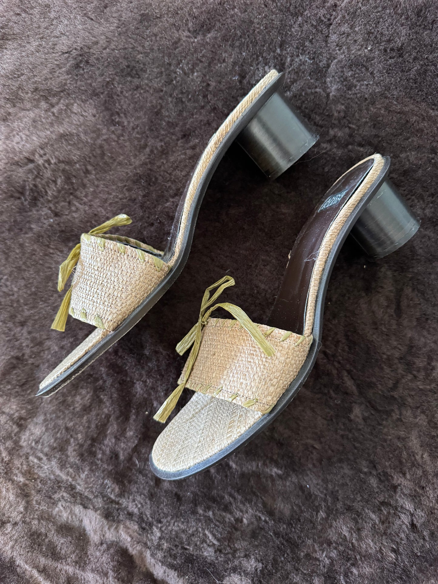 Anne Klein Straw Slides in Seaweed