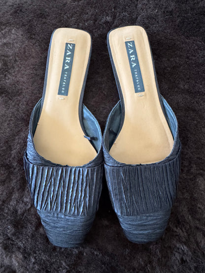 Zara Taffeta Flats in Black