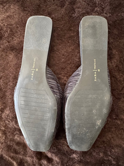 Zara Taffeta Flats in Black