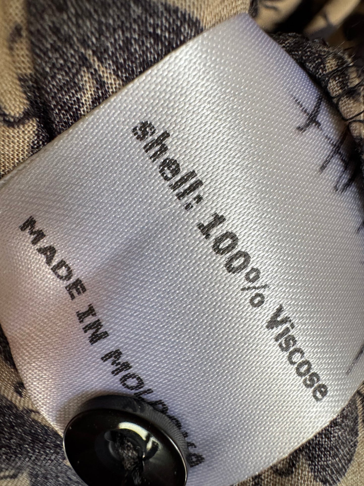 Reclaimed Rodebjer Bee Print Button Down Shirt in Black/Tan