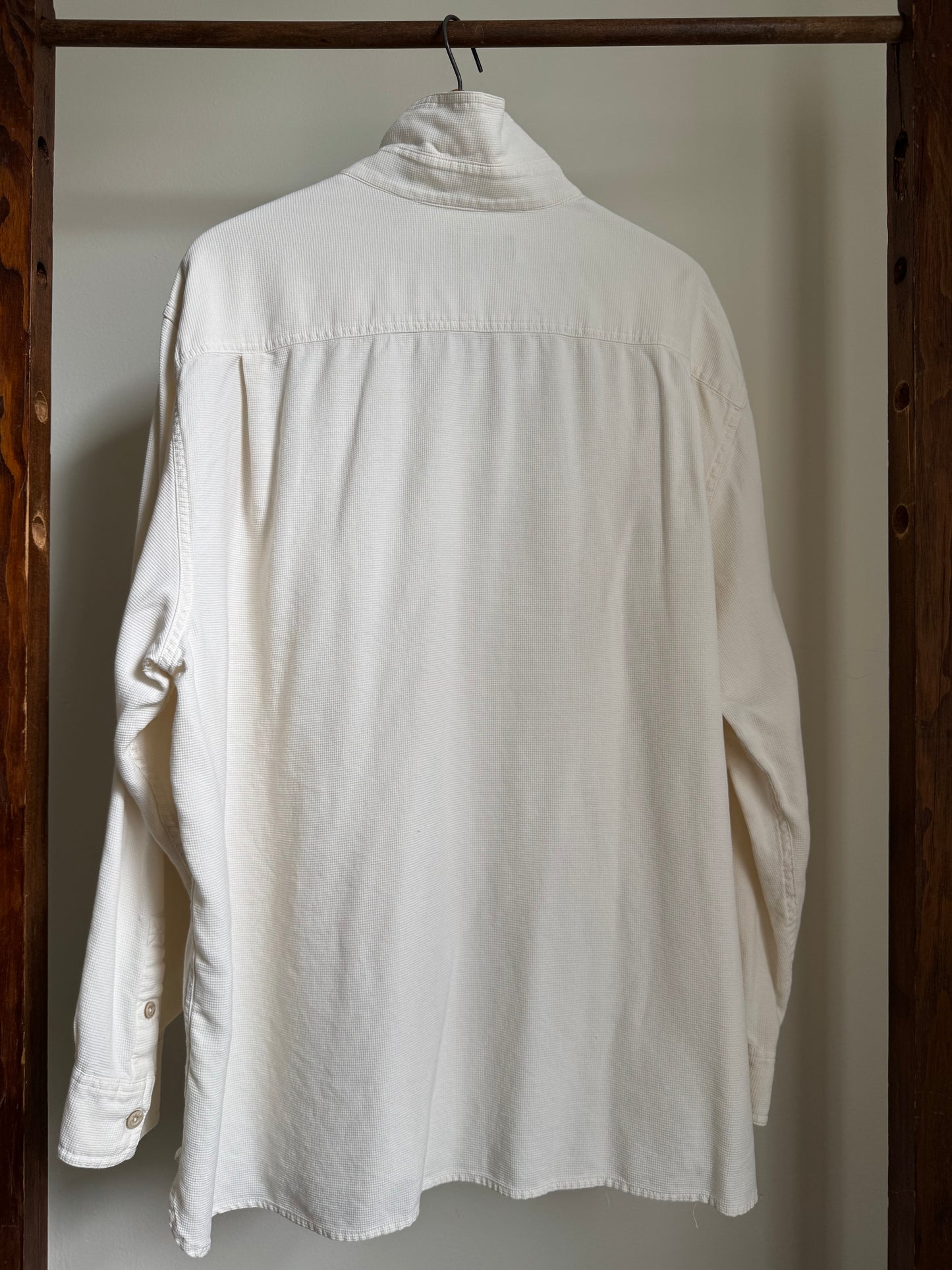 Reclaimed Nat Nast Silk/Cotton Button Down Shirt in Cream